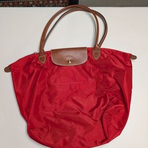 Longchamp Red and Brown Women's Tote Bag